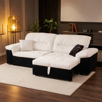 Nordisches Komfortables Stoffsofa 3-Sitzer Faltbar Platzsparend Modernes Wohnzimmer Schlafsofa für Apartments und Hotels