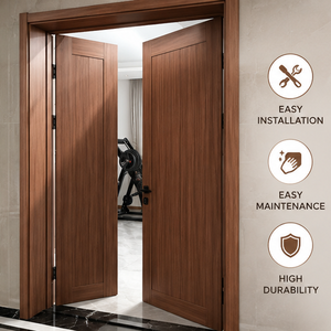<span class=keywords><strong>Puerta</strong></span> <span class=keywords><strong>Doble</strong></span> Asimétrica de WPC, Resistente a la Humedad y a las Termitas, de Bajo Mantenimiento, con Hojas Desiguales y Apertura Batiente - Product Image 3