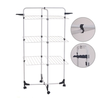 Séchoir à linge pliable en métal à 3 niveaux en forme de tour, 25 m, à prix avantageux, avec roulettes pour salle de bain