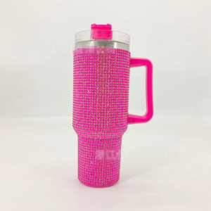 Vaso con aislamiento al vacío de acero inoxidable con cuentas de cristal brillante, vaso deportivo con diamantes de imitación de 40oz - Product Image 5