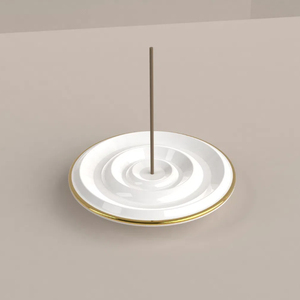 Soporte de incienso redondo hecho a mano creativo C & H, soporte de varilla de incienso de cerámica y cristal, personalizado, blanco y negro - Product Image 5