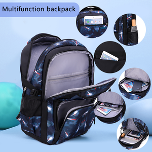 Sacs d'École en Gros Lot de 3 Pièces avec <span class=keywords><strong>Sac</strong></span> Repas pour Garçons Enfants Élèves <span class=keywords><strong>Sac</strong></span> à Dos Grande Capacité Noir - Product Image 4