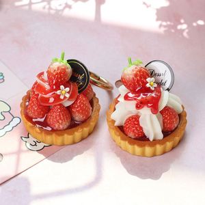 Porte-clés mignon en forme de tarte à la fraise, breloques artisanales en forme de choux à la crème, pendentif décoratif fantaisie, cadeaux promotionnels - Product Image 1