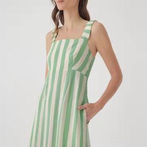 Nouvelle robe d'été de haute qualité pour femme, style Y2K, style doux, sans manches, col carré, robe maxi en lin, robe modeste - Product Image 2