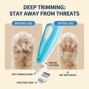 <span class=keywords><strong>Tondeuse</strong></span> à poils <span class=keywords><strong>pour</strong></span> animaux de compagnie de luxe portable en gros avec lumière LED brillante, faible bruit, lame en céramique, batterie rechargeable, personnalisable - Product Image 3