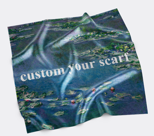 Patrones de estampado de lirios de agua famosos de Monet Chales de seda y Foulard Azul Agua <span class=keywords><strong>Rosa</strong></span> Loto Arte Bufanda de <span class=keywords><strong>invierno</strong></span> - Product Image 1