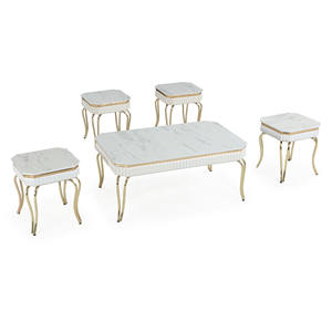 Juego de Mesa de Centro Moderno y Lujoso con Tapa de Madera y Estructura Metálica, Diseño Antiguo, Muebles para Sala de Estar, Decoración Duradera para el Hogar - Product Image 3