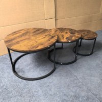 Table basse moderne pliable à 3 niveaux en métal et bois durable, personnalisable, pour salons, hôtels, appartements