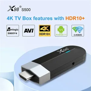 X98 S500 AV1 Android 11 TV Stick 4GB 32GB Amlogic s905y4 Quad <span class=keywords><strong>core</strong></span> 4K H.265 2.4G/5G Wifi phương tiện truyền thông Máy nghe nhạc Set Top Box - Product Image 5