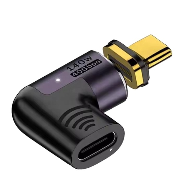 Right Angle USB Type C Connector Adapter USB4.0 PD140W 40Gbps 8K 60Hz Magnetic Adapter Super Fast Charging Converter