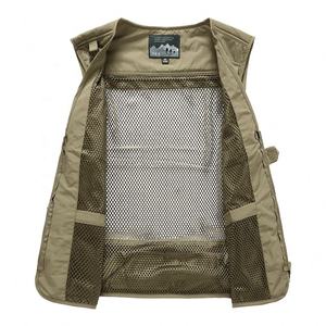 Impresión personalizada logotipo bordado hombres Casual otoño prendas de vestir exteriores trabajo Cargo fotógrafo malla negra chaleco multibolsillo - Product Image 3