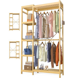 Porte-vêtements mural amovible en bambou Urban <span class=keywords><strong>Flex</strong></span> SYT pour placard, avec barre de suspension et étagère de rangement pour coin de dressing - Product Image 5