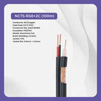 Cable Coaxial Siamés NCTS RG6 de 2 Núcleos, Cable de Alimentación de 75 Ohmios, NCTS-RG6+2C (100m), Sistema HDTV CATV SDI Residencial y Comercial, Hecho en China