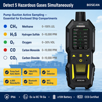 Détecteur de gaz portable Bosean 5 en 1, homologué CCS marine, CH4 CO CO2 H2S O2, type pompe, IP66, antidéflagrant, moniteur de sécurité TWA/S TEL