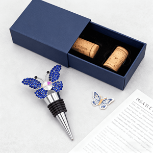 <span class=keywords><strong>Bouchon</strong></span> de bouteille de <span class=keywords><strong>vin</strong></span> en acier inoxydable <span class=keywords><strong>bleu</strong></span> papillon unique, design personnalisé en usine, pour anniversaire, mariage - Product Image 4