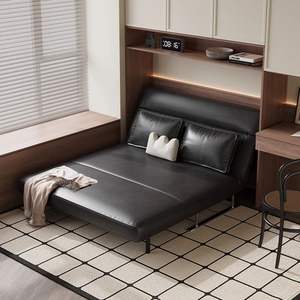 Sofá Cama de Cuero Encerado, Convertible, Estilo Moderno Minimalista, para Apartamentos Pequeños, Sala de Estar u Oficina - Product Image 1