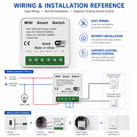 Módulo de Interruptor Inteligente WiFi Tuya de 16A, Control por Temporizador, Mini Interruptor de Pared, Control por Voz a través de Aplicación, para Actualización de Interruptores Existentes
