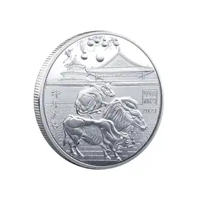 chinese nieuwe jaar zilveren munten Suppliers-40mm size Chinese 2021 new year ox commemorative coin