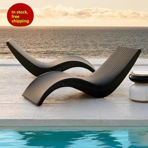 Chaise longue d'extérieur en rotin, canapé, <span class=keywords><strong>lit</strong></span> de piscine, <span class=keywords><strong>lit</strong></span> de plage, design moderne mobile en forme de S, inclinable - Product Image 5