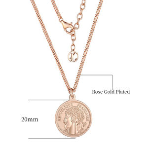 Collar de moneda de la República Francesa de Plata de Ley 925, colgante grabado chapado en oro rosa, abalorio de letras K, joyería de moda para mujer - Product Image 6