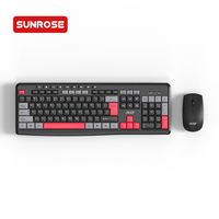 Conjunto de Teclado y Ratón Inalámbrico 2.4G para Juegos, Personalizado, Delgado, Mini, Ergonómico, Resistente al Agua, Teclado de Tamaño Completo de 1600 DPI para PC de Escritorio
