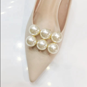 Ouro Metal cor liga com <span class=keywords><strong>6</strong></span> peça grande branco pérola sapato encantos clipes - Product Image 3