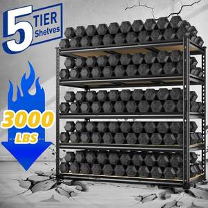 48 \ "w בינוני מוסך מדפים מתכווננת 5-שכבות מדף תעשייתי מתכוונן קל הרכבה 72 \" h x 48 "w מדפים - Product Image 4