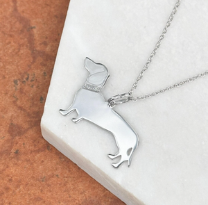 Collier à breloques pendentif chien teckel en acier inoxydable 316l NOUVEAU breloque plate avec collier à paillettes bijoux faits à la main en gros - Product Image 6