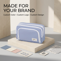 Étui à crayons personnalisé avec logo OEM ODM, étiquette privée, couleur personnalisée, pochette à crayons multi-compartiments avec fermeture éclair, étiquette tissée, sac de papeterie