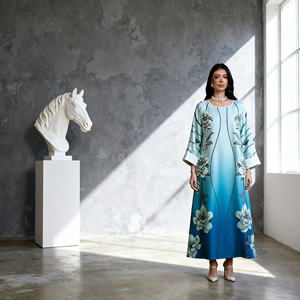 Robe Abaya élégante et modeste en polyester imprimé de haute qualité pour femmes musulmanes, fournisseur en gros sur mesure - Product Image 1