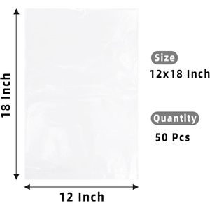 Sacs en plastique transparents 12x18 pouces, 50 pièces, ouverture supérieure, pour le stockage et l'emballage des aliments - Product Image 2
