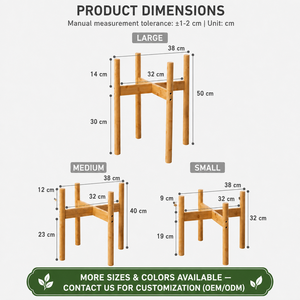 Soporte para Macetas <span class=keywords><strong>de</strong></span> Bambú Ecológico Personalizado OEM ODM, 3 Tamaños, Resistente, con Fácil Montaje - Product Image 4
