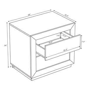 Nightstand In Natural Oak Wood Finish With Two <b>Drawers</b> <b>For</b> Bedroom <b>Storage</b> - Product Image 2
