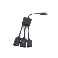 Adaptateur Android Micro USB OTG un à trois câbles Hub de souris de jeu mobile avec alimentation compatible avec les prises US/UK/EU