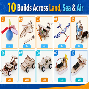 OKYN-Y2109 ของขวัญวันหยุดยอดนิยมสำหรับเด็ก ชุดทำโมเดล STEM ไม้ 10 แบบ ชุดทดลองวิทยาศาสตร์แสนสนุกสำหรับเด็ก - Product Image 2
