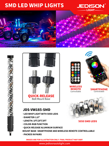 Lampes <span class=keywords><strong>LED</strong></span> RGB flexibles de 1,8 pouce avec mât en fibre de verre anti-vibration et résistant aux chocs pour VTT, UTV et tout-terrain - Product Image 2
