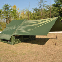 Tente gonflable pour le camping, tente de glamping gonflable pour 4 à 6 personnes, tente pneumatique avec auvent, fenêtre de toit et ouverture pour poêle, pour le camping avec pompe