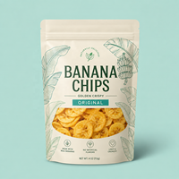 Herbruikbare staande zak voor bananenchips, herbruikbare kussenvormige verpakking, plastic verpakking voor plantainchips