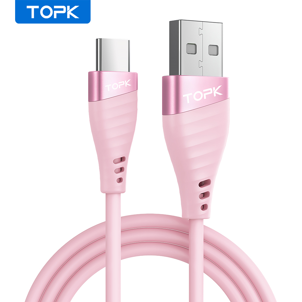 Кабель для передачи данных TOPK AN54 1 м (3,3 фута) 3A QC3.0 TPE USB Type C для Samsung HuaWei