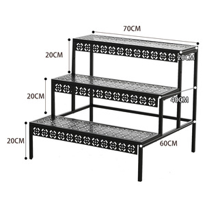<span class=keywords><strong>3</strong></span>-stufiger Verstärkter Schmiedeeisen-Pflanzenständer mit Modularem Design, Rostfrei, Hohlgeschnitzt, Pulverbeschichtet, für Innen- und Außenbereich - Product Image 3