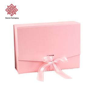 Boîte pliante en carton rigide avec fermeture magnétique, ruban exquis, style enveloppe, livraison immédiate, Baoren - Product Image 2