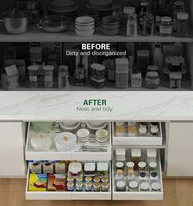 Adhesive Expandable Pull Out Cabinet Organizer Slide Out Kitchen Cabinet Organizer <b>Storage</b> <b>Drawer</b> - Product Image 5