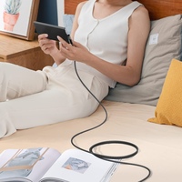 Kabel pengisi daya USB C sudut kanan 3,1 A, pengisian daya Cepat 90 derajat nilon Tipe C untuk ponsel game Samsung