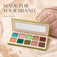 Palette de fards à paupières colorée verte à carreaux, 10 couleurs, sans logo, résistante à l'eau, pour un look naturel, marque privée