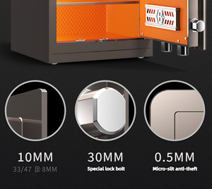 Petit coffre-fort de sécurité de reconnaissance d'empreinte digitale biologique tout en acier H33cm pour le stockage de documents de <span class=keywords><strong>bijoux</strong></span> en espèces avec armoire d'entrée - Product Image 6