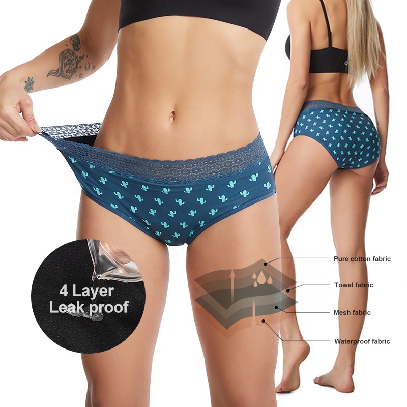 Сексуальный кружевной герметичность calzon menstruacion 4 слоя Mujer Bragas menstruales периода трусики из хлопка для девочек