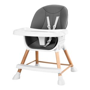 เก้าอี้สูง2-in-1สำหรับ<span class=keywords><strong>เด็ก</strong></span>เก้าอี้ไม้ขา5จุดเข็มขัดที่พักเท้าถอดได้ถาดสีขาว - Product Image 2