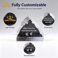 Trophée en cristal 3D Montagne, Plaque de récompense en verre Ice Peak, Base noire gravée au jet de sable, Trophée de champion pour Sports, Randonnée, Course à pied