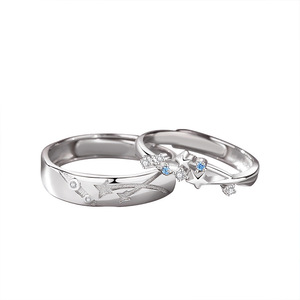Trang Sức Mạ Bạc 925 Nhẫn Đôi Hở Mưa Đá Zircon Sao Băng Quà Tặng Ngày Valentine Của Người Yêu Lãng Mạn Thiết Kế Nguyên Bản - Product Image 5