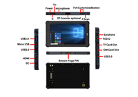 Nueva Tableta Industrial Resistente de 8 Pulgadas con Windows, CPU Intel, con RS232 para Ranura de Tarjeta SIM, Auricular, Escáner de Código de Barras, RFID, GPS, Wi-Fi